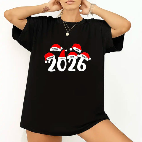 Personalized Christmas family sweatshirts—printed with names and years