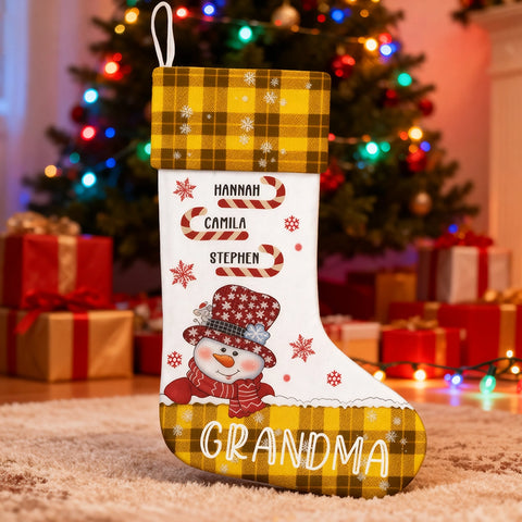 Snowman Nana Children's Candy Cane - Personalized Christmas Stockings, Christmas Gifts for Grandma, Mom and Family