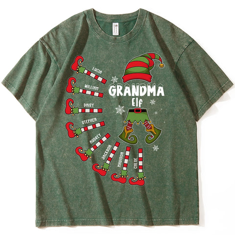 Personalize your Christmas Elf Vintage T-shirt - Select family members and edit their names