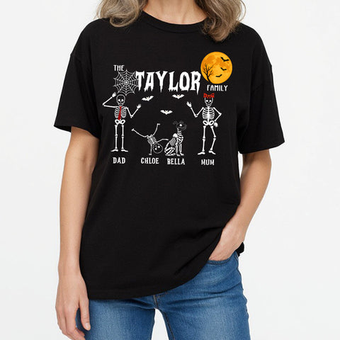 Personalized Halloween Skeleton family T-Shirts, Sweatshirts & Hoodies – Custom Names & Last Name