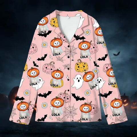 Custom Halloween Pet Pajamas – Personalized Sleepwear with Dog or Cat Photo & Name