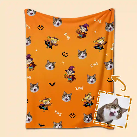 Custom Halloween Photo Blanket – Personalized With Your Picture & Gender Choice halloween