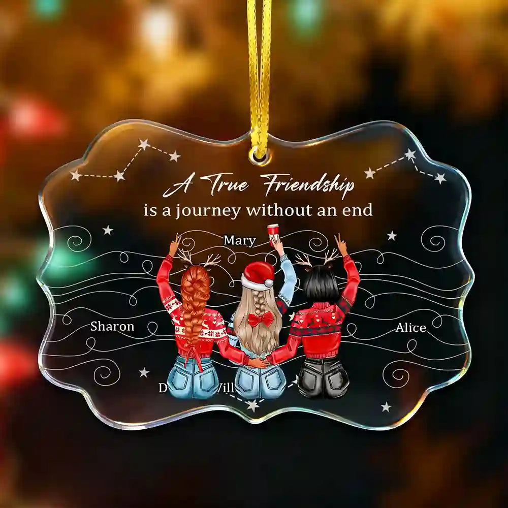 Personalized Best Friends Acrylic Ornament – “A True Friendship” Custom Christmas Gift for Women & BFFs