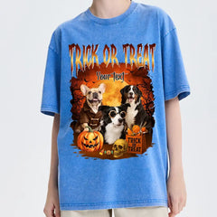 Custom Retro Halloween Dog Shirt – Personalized Pet Photo & Name