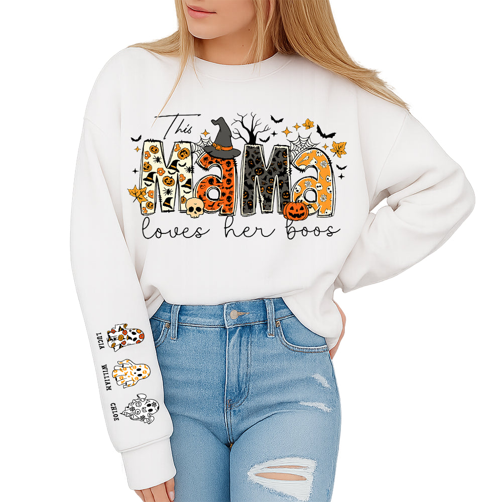 Custom Halloween Mama Sweatshirt, Halloween Mom Gift, Personalized Spooky Mama，Custom Name Halloween