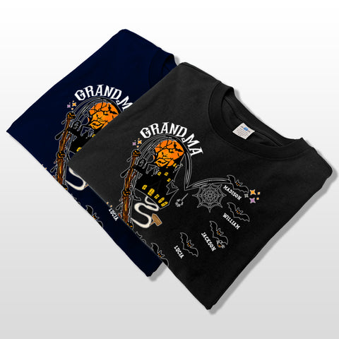 Personalized Halloween grandma and grandchildren name family T-Shirts, Sweatshirts & Hoodies, gift for grandma