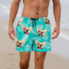 Pantalones cortos hawaianos con estampado personalizado: con tu mascota, tu pareja o tú mismo
