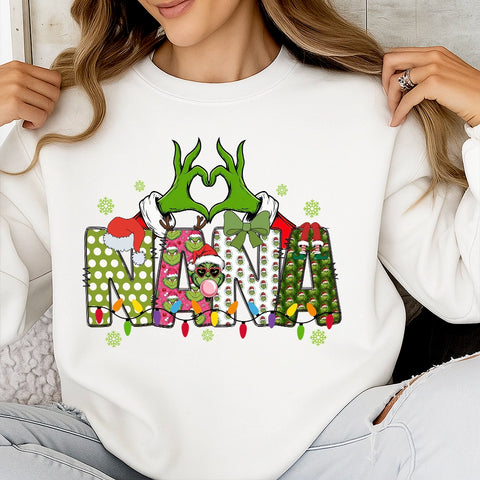 Custom Grinch Grandma Christmas Shirt、 Sweatshirt 、 Hoodie with Grandkids’ Names