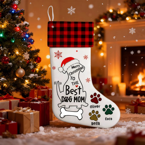 Personalized Dog Mom Christmas Stockings - Customize Pet Name and Quantity