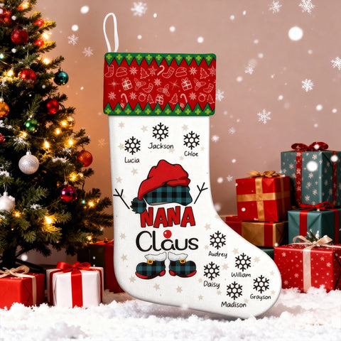 Personalized Grandma's Christmas Stockings with Grandchildren's Names - Family Holiday Decoration Gift
