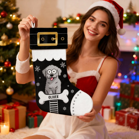 Custom Pet Christmas Stockings - Cartoon Dog Pattern Gifts