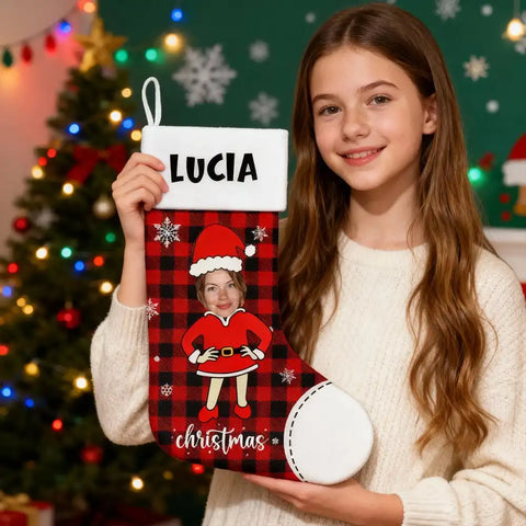 Personalize your family's Christmas stockings—upload photos and edit names