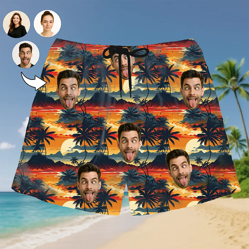 Shorts con estampado tropical y foto personalizada: un estilo vacacional divertido y único