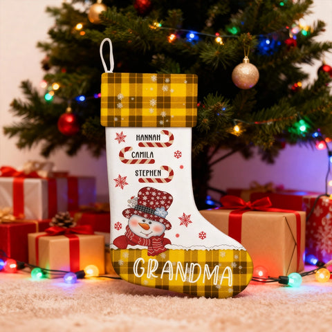 Snowman Nana Children's Candy Cane - Personalized Christmas Stockings, Christmas Gifts for Grandma, Mom and Family