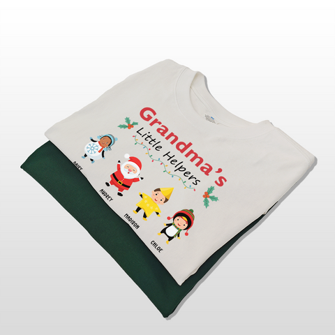 Personalised Grandma's Little Christmas Helper T-shirt, hoodie, sweatshirt - the perfect gift for Mom or Grandma