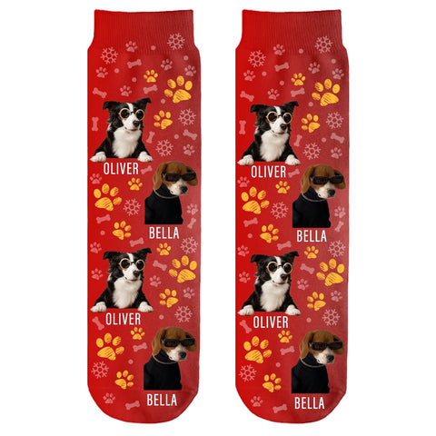 Personalized Christmas Socks with Pet Photo and Name
