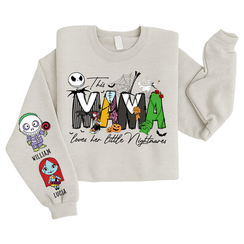 Customize this mom love her nightmare sweatshirt, personalized Halloween sweater, Halloween gift