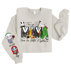 Customize this mom love her nightmare sweatshirt, personalized Halloween sweater, Halloween gift