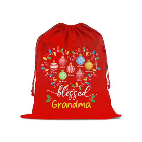 Personalized Christmas Gift Bag for Grandma with Grandkids' Names