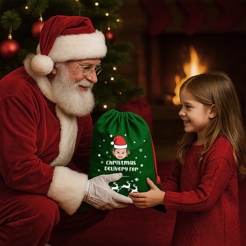 Custom Christmas Gift Bag with Photo and Name