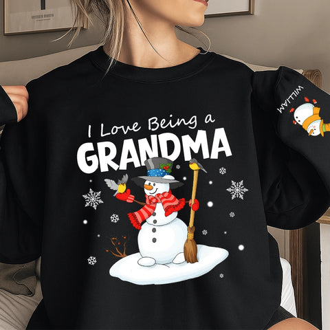 I Love Being a Grandma - Personalized Christmas T-shirts, sweatshirts, and hoodies with your grandchildren's names