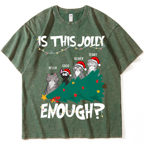 "Is This Jolly Enough?" - Personalized cute cat Christmas vintage shirt