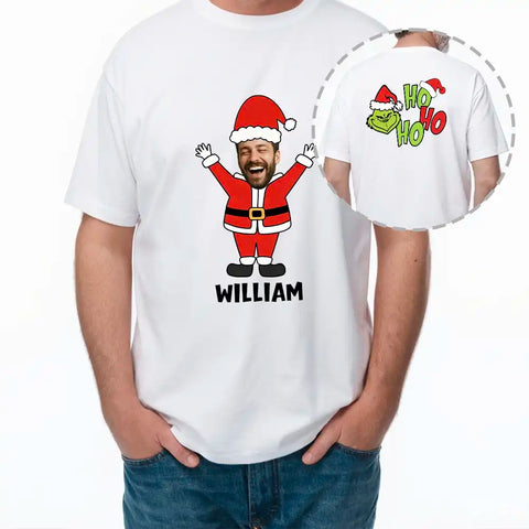 Personalized Christmas family sweatshirts with photo uploads and custom names – Designed by Ho Ho Ho