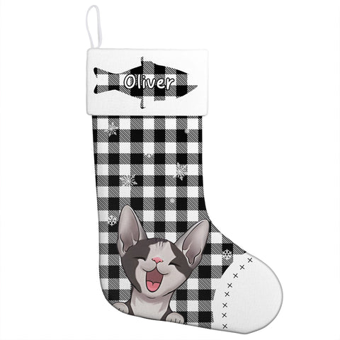 Custom Pet Christmas Stockings with Name – Plaid Cat Gifts