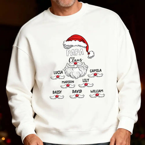 Personalized Santa Claus family Christmas T-shirts、sweatshirts and hoodies – edit grandchildren's names.