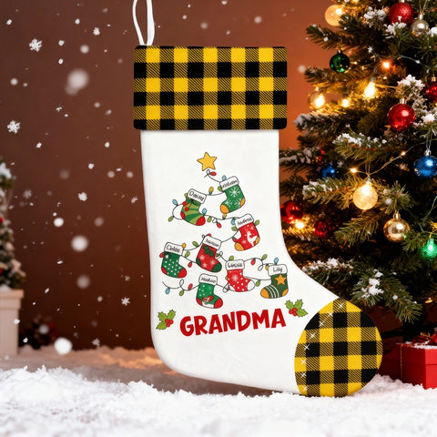 Personalised Pine Tree Socks for Grandma - A great family gift with your grandchild's name