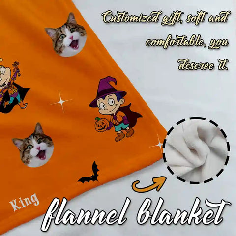 Custom Halloween Photo Blanket – Personalized With Your Picture & Gender Choice halloween