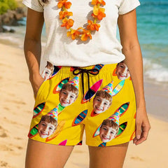 Shorts hawaianos personalizados con caras: ropa de playa divertida y personalizada