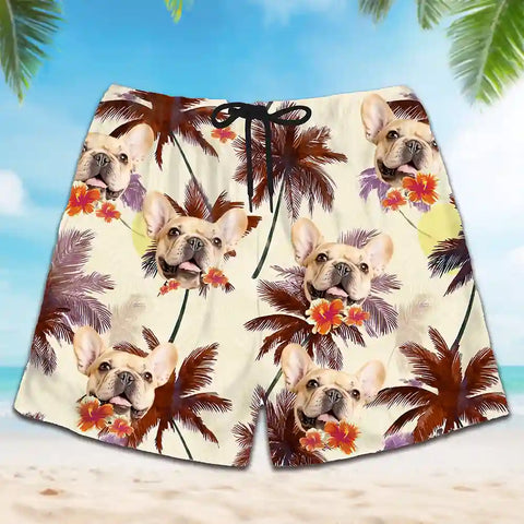 Pantalones cortos hawaianos personalizados con cara de mascota: pantalones cortos unisex para vacaciones de verano. 