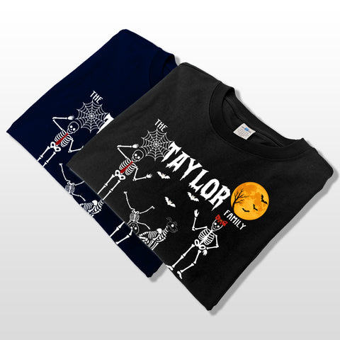 Personalized Halloween Skeleton family T-Shirts, Sweatshirts & Hoodies – Custom Names & Last Name