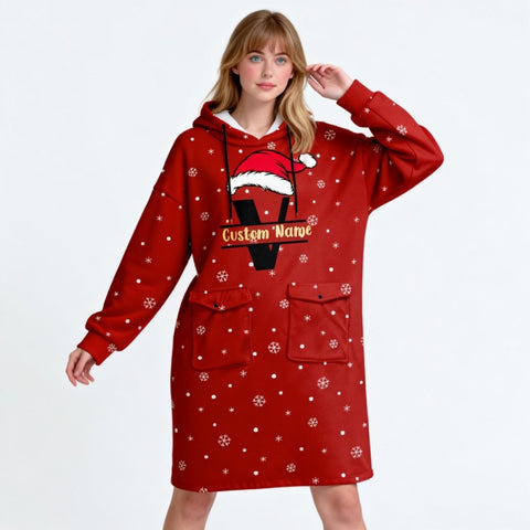 Custom Wearable Blanket Hoodie with Letter A-Z - Oversized Sweatshirt Blanket Hoodie Personalized  Gifts for Christmas