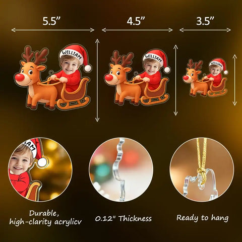 Personalized Reindeer Christmas Acrylic Ornament with Baby Photo
