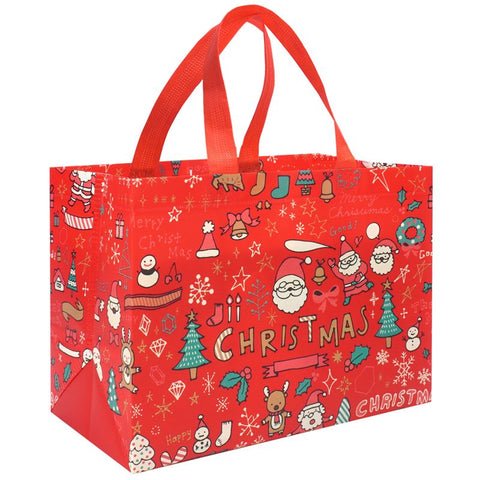 Large Reusable Christmas Gift Bags – Non-Woven Tote Bags for Xmas Party, New Year Gifts & Holiday Shopping (12.8"×9.8"×6.7")