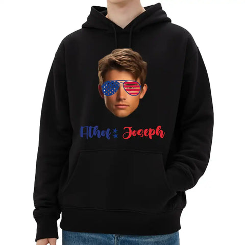 T-shirt photo personnalisé du 4 juillet – T-shirt personnalisé pour le jour de l'indépendance avec votre visage ou votre image 