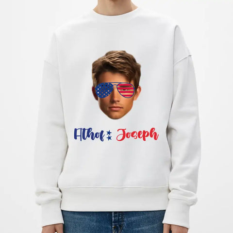 T-shirt photo personnalisé du 4 juillet – T-shirt personnalisé pour le jour de l'indépendance avec votre visage ou votre image 