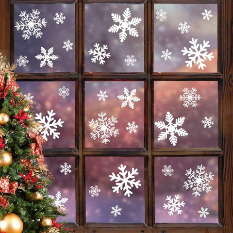 Christmas Window Clings 135Pcs – Snowflakes Static Stickers for Xmas Decor
