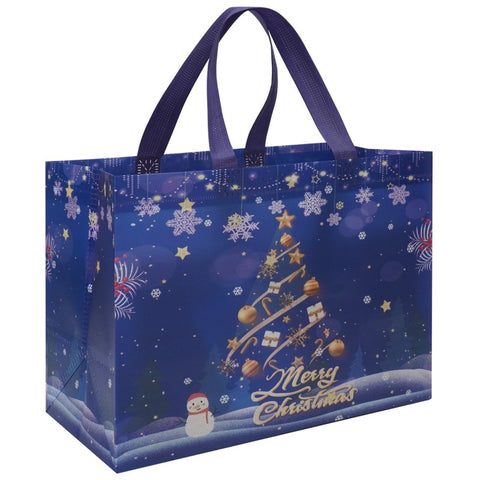 Large Reusable Christmas Gift Bags – Non-Woven Tote Bags for Xmas Party, New Year Gifts & Holiday Shopping (12.8"×9.8"×6.7")
