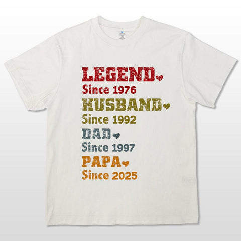 T-shirt unisexe personnalisé « Mari, papa, grand-père » - Cadeau d'anniversaire pour papa, grand-père, fête des pères 