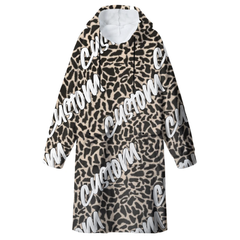 Custom Wearable Blanket Hoodie – Personalized Hooded Blanket with Name & Animal Print Design