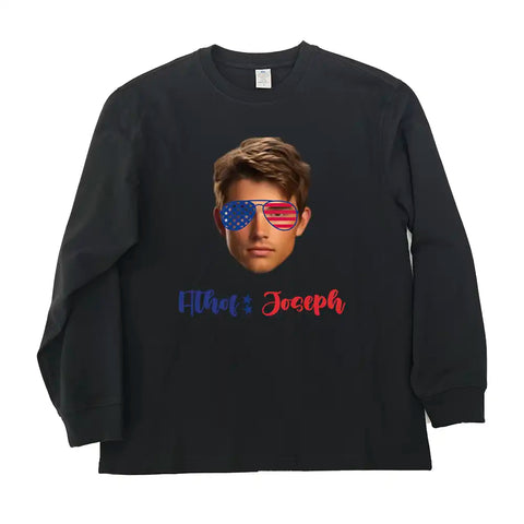 T-shirt photo personnalisé du 4 juillet – T-shirt personnalisé pour le jour de l'indépendance avec votre visage ou votre image 