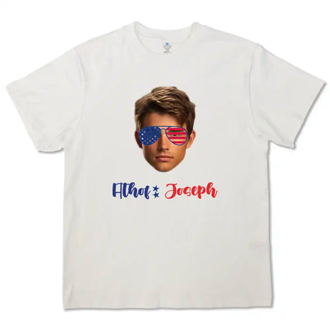 T-shirt photo personnalisé du 4 juillet – T-shirt personnalisé pour le jour de l'indépendance avec votre visage ou votre image 