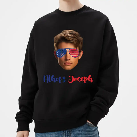 T-shirt photo personnalisé du 4 juillet – T-shirt personnalisé pour le jour de l'indépendance avec votre visage ou votre image 