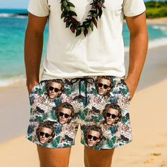 Shorts de playa con cara personalizada: ropa de verano divertida y personalizada 